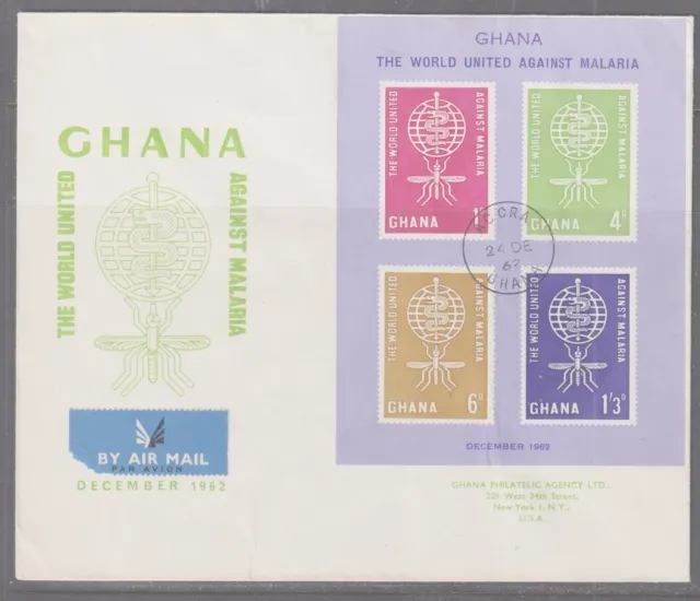 Ghana 1962 Malaria Miniature Sheet First Day Cover to New York