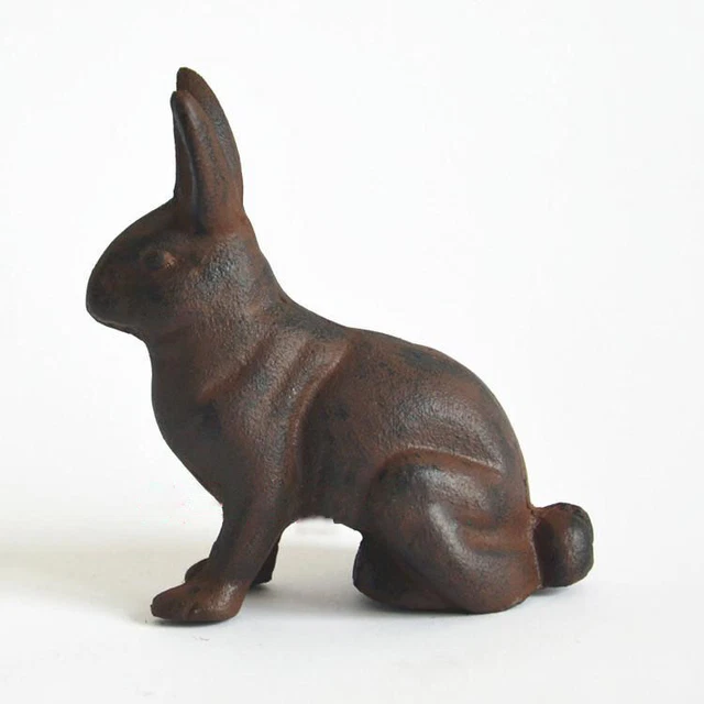 Retro Cast Iron Rabbit Garden Decor Yard Outdoor Lawn Wall Art Metal Decor