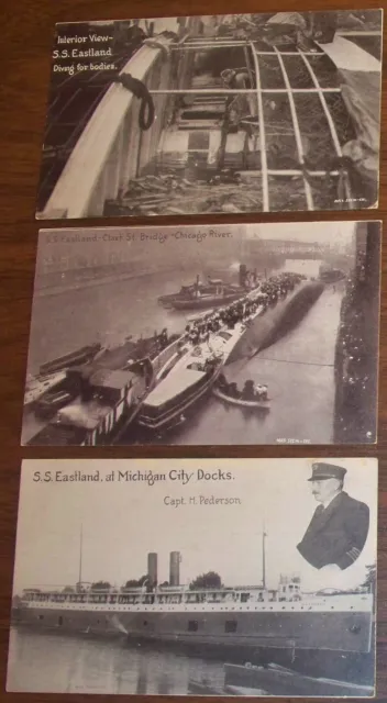 RPPC - Steamship SS Eastland Disaster real photo postcard lot/Chicago 844 drown