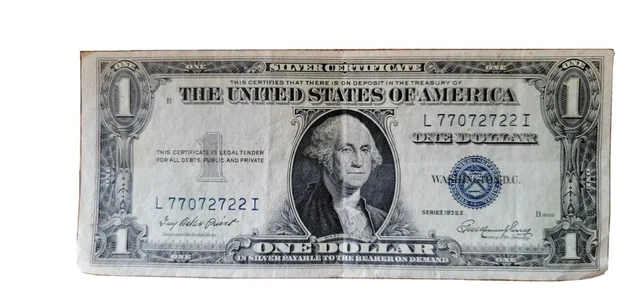 Series 1935 E Blue Seal $1.00 One Dollar Silver Certificate Crisp
