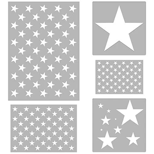 5 Pieces Star Stencil Set for Painting Reusable American Flag Stencil 5 Point
