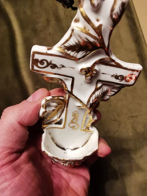 Antique Art Rare Bénitier Porcelaine Paris Biscuit Vieux Parix Benitier