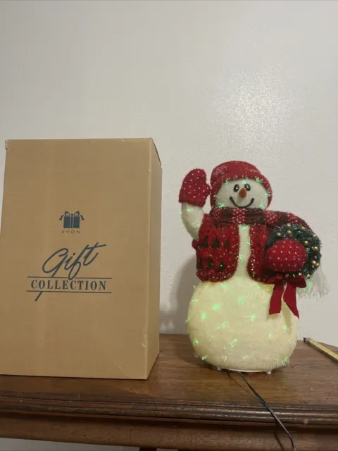 2002 Avon Fiber Optic Snowman Ugly Christmas Sweater Rare Works Lighted 16"