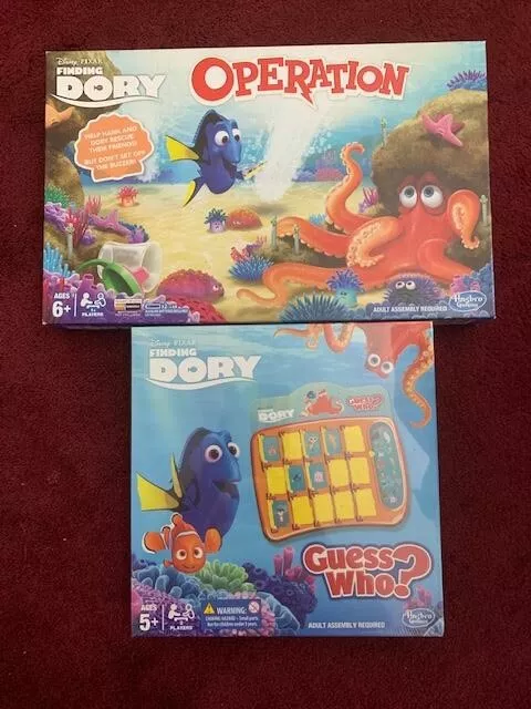 Finding Dory Disney Pixar Board Game Bundle Nemo Guess Who? & Operation Hasbro