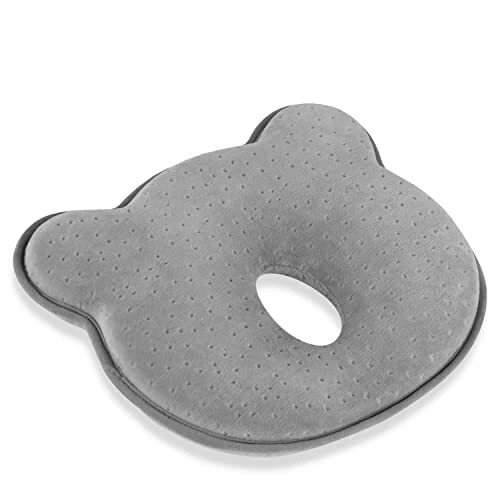 Juego de almohada transpirable para bebés y niños pequeños, oso gris oscuro