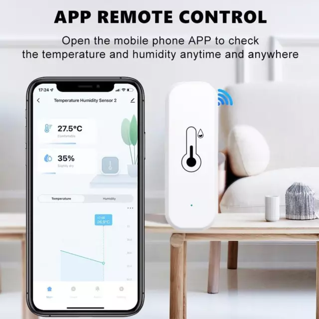 Smart Temperature And Humidity Sensor App Remote Monitor For Smart