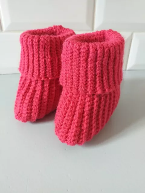 Chaussons chaussures bébé au crochet fait main Neuf Rose Fuschia