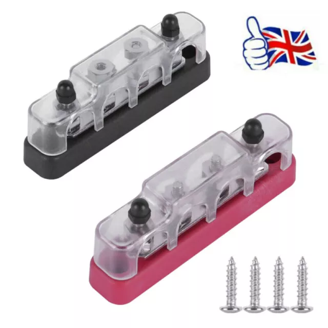 2x Positive Negative Bus Bar Battery Power Distribution Block 4 x M8 Terminal