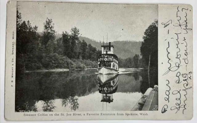 1905 Spokane, Washington Steamer Colfax St. Joe River Real Photo Postcard RPPC