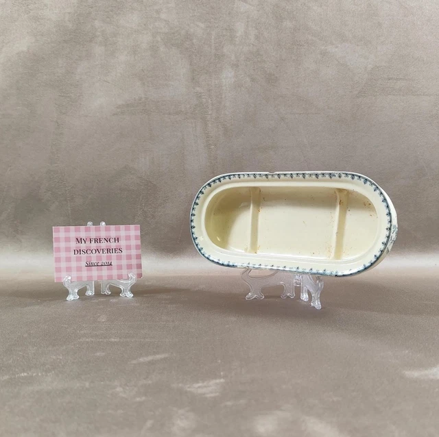 Porte-savon Ancien En Faïence De Desvres - Décor Peint Vintage, Blanc - Occasion, état Fonctionnel