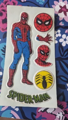 Vintage Spider Man DC Comics Super Hero Puffy Stickers 1 Sheet READ