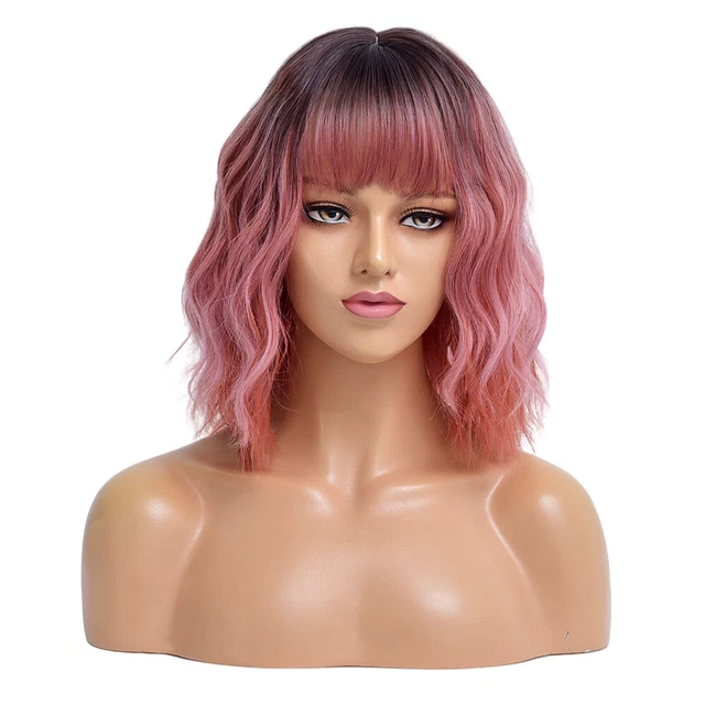 Fashion Wig Bob Short Curly Wig Multi Color Ombre Wigs Wavy Hair For Women Party