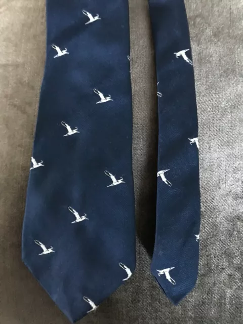 Vintage Navy Blue Tudor Tie MENS Necktie Crested Club Association Society BIRD