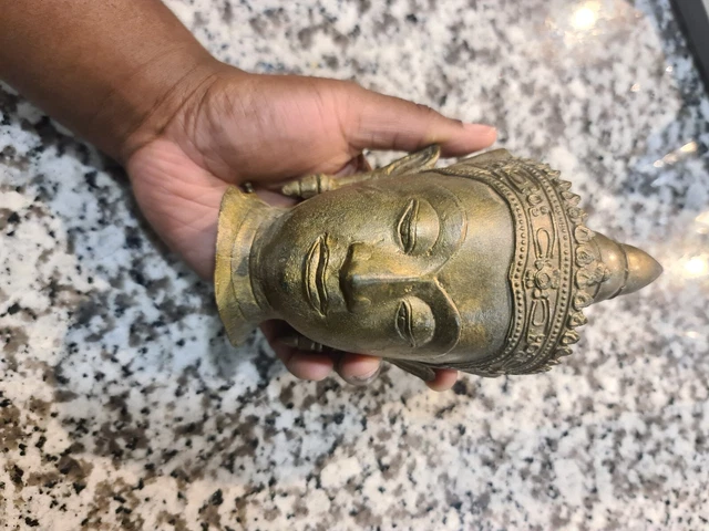 Vintage Thai Thailand Ayutthaya bronze Buddha Bronze Buddha Head