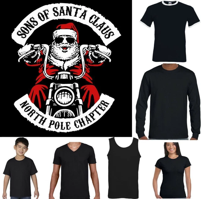 Natale Biker T-Shirt Uomo Sons Di Babbo Divertente Anarchy Motocicletta Moto