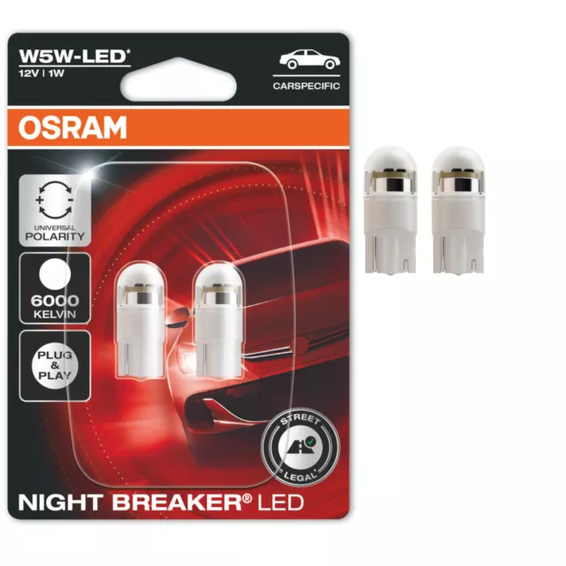 Osram LED Night Breaker Glassockelbirne W 5W mit Straßenzulassung 6000K 2Stk.