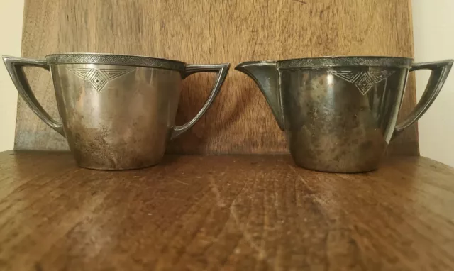 1930’s Skyline Tudor Plate by Oneida Creamer, Open Sugar,
