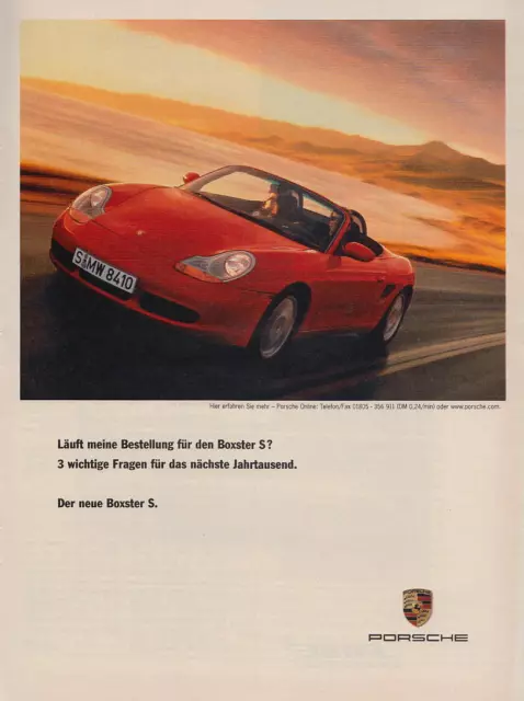 Porsche Boxster S - Reklame Werbeanzeige Original-Werbung 1999 (3)