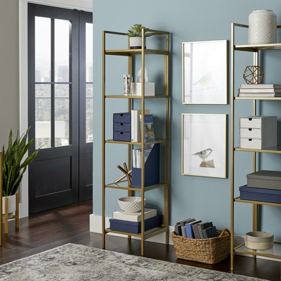 Better Homes & Gardens Nola Narrow Bookcase, Gold Finish 5