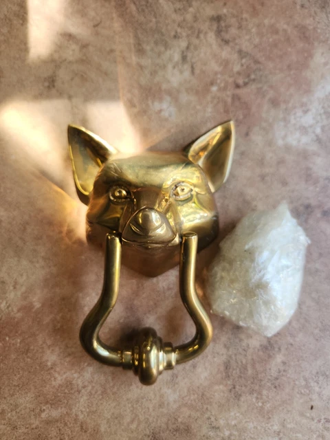 Vintage Fox Head Door Knocker Polished Brass/Bronze. New Hardware Inc