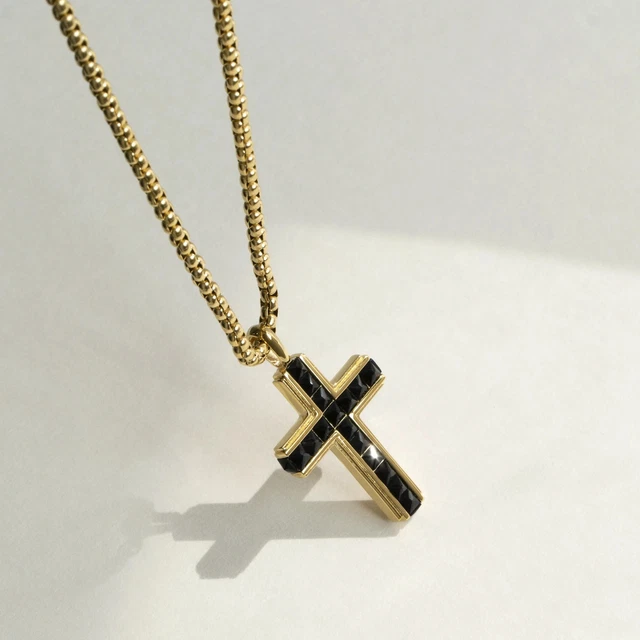 Pendentif Pour Homme Pegaso En Or Jaune Et Blanc 18K - Croix Bicolore, Neuf Avec étiquettes