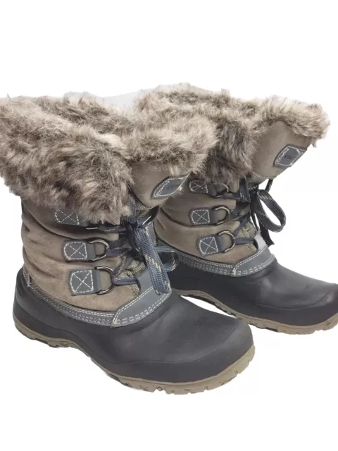 Khombu Slope Snow Winter Boots Insulated Leather Faux Fur Women Size 8M