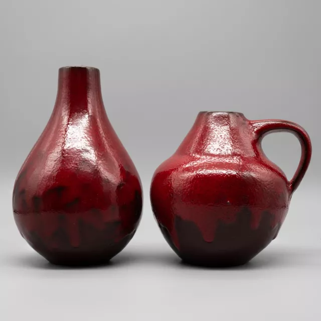 Hartwig Heyne Töpferei Studio Ceramic Oxblood Red Glaze Vase Duo Hey Hoy MCM WGP