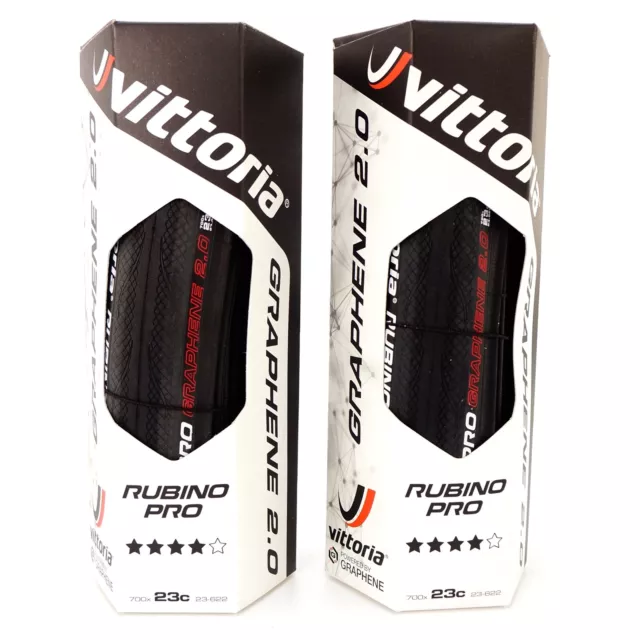 Vittoria Rubino Pro G2.0 Road Clincher Tire 700x23C Full Black 1 Tire or 2 Tyre