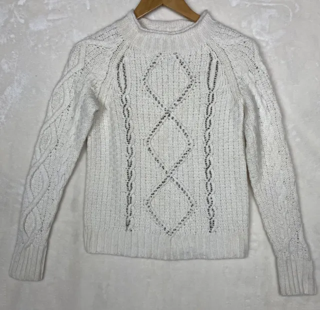J. Crew Factory Sweater Womens Small Merino Wool Blend Beaded Chucky Knit