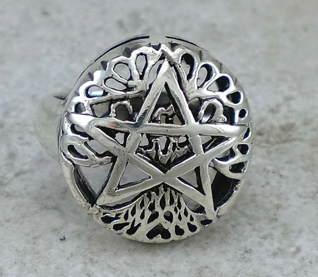 LARGE 925 STERLING SILVER TREE OF LIFE STAR RING size 8 style# r2631