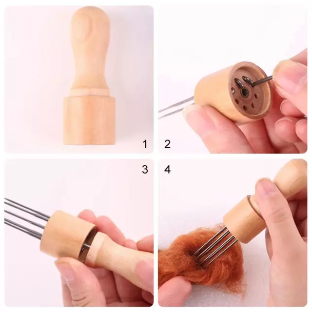 Nadel Filzen Griff Halter mit 8 Nadeln Wolle Stickerei DIY Werkzeug