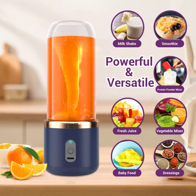 400ML Electric Mini Juice Maker,Portable Blender Smoothie Juicer Fruit Machine