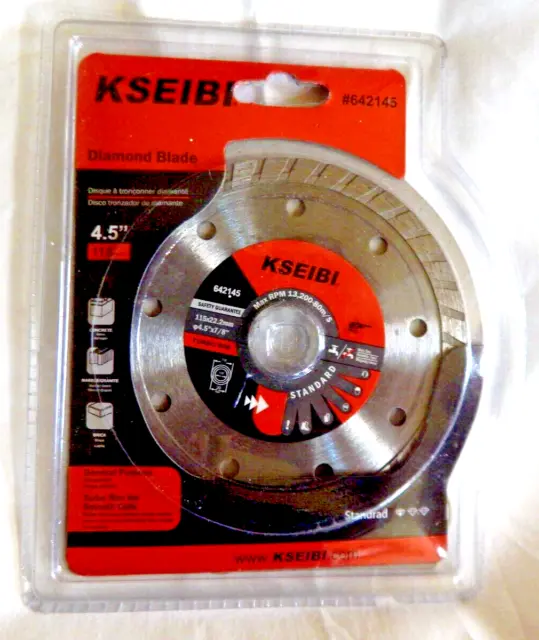 KSEIBI 642145 General Purpose Wet/Dry 4.5" Diamond Blade Turbo Rim  New/Sealed