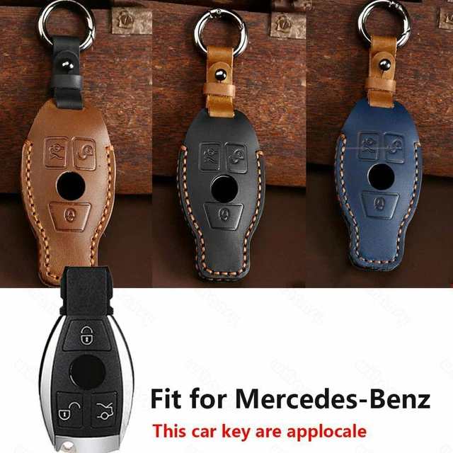 Fits Mercedes-Benz 3 Buttons Smart Remote Leather Car Key Fob Case Cover Shell