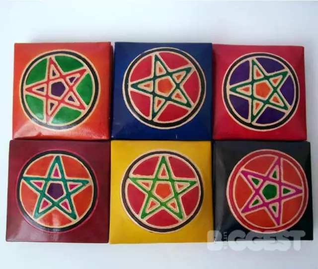 Kids Childrens/Girls Pentagram Leather Coin Purse Goth Gift Handcrafted