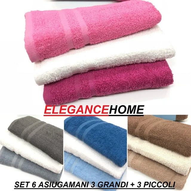 Set Completo Di Asciugamani Da Bagno Tris In Spugna Per Viso Ospite Hotel Cotone