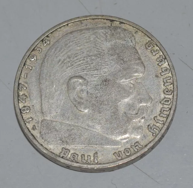 Deutsches Reich 2 Reichsmark 1937 A »Paul von Hindenburg«, Silber ungereinigt