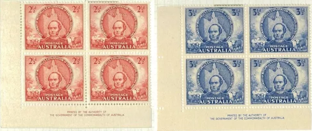 1946 Australian Cwlth Authority Corner Blocks 4x [21/2d-31/2d] Mitchell Stamps