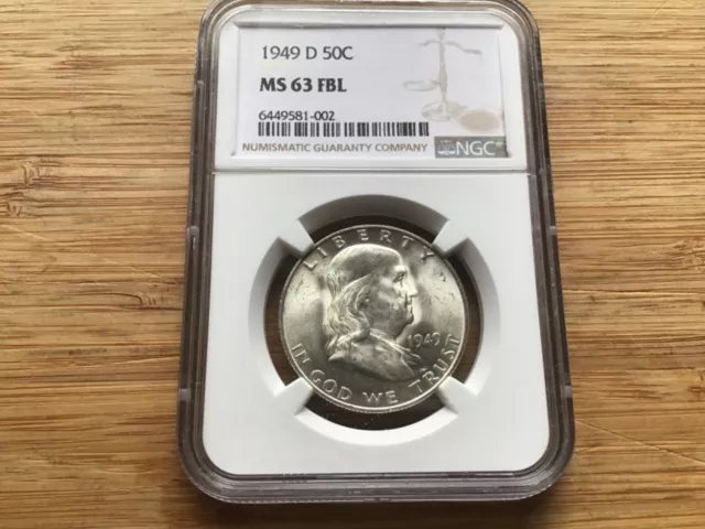 1949-D Franklin Half Dollar NGC MS63FBL Full Bell Lines