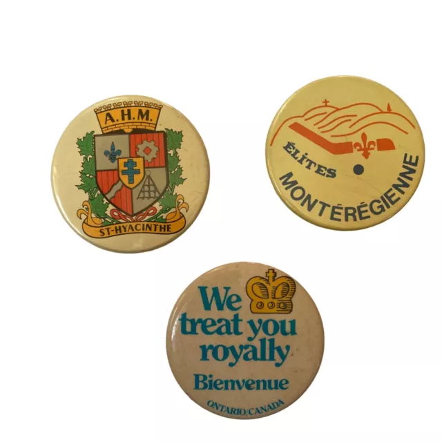 Vintage French Canadian Pins Lot of 3 Ontario St Hyacinthe Monteregienne Quebec