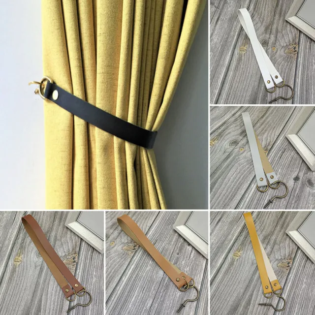 Leather Rope Curtain Tie Backs Tiebacks Holdback Curtain Clip Strap Home Decor