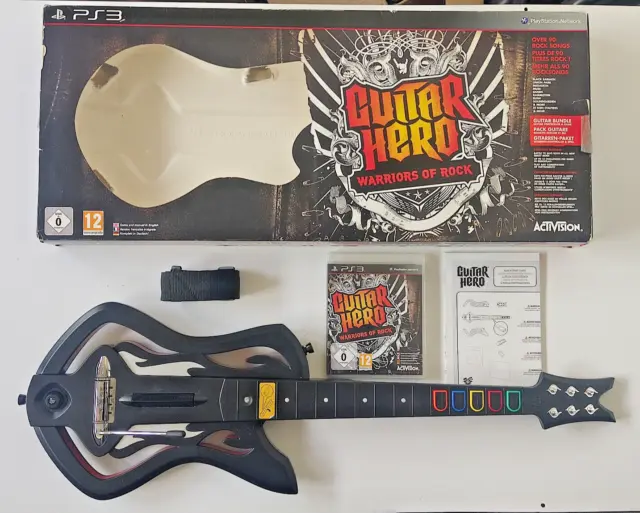 Playstation 3 PS3 Wireless Gitarre + Guitar Hero Warriors of Rock + OVP