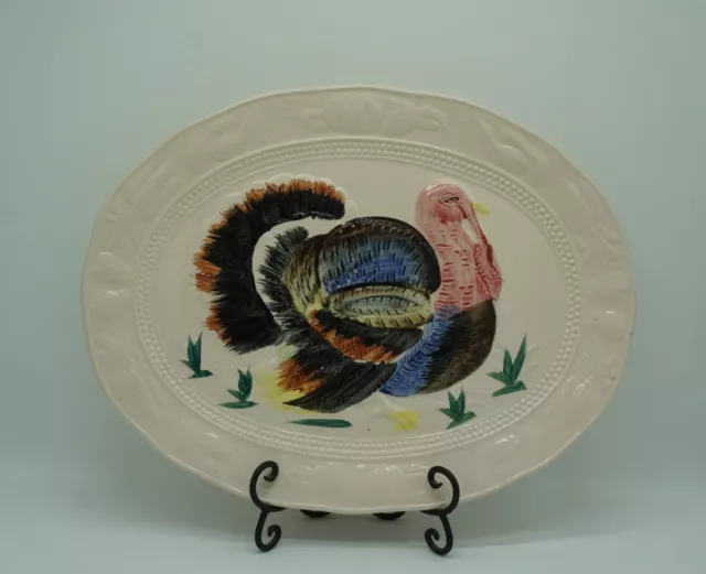 Vintage Large 18 Inch Ceramic Turkey Platter Made in Japan