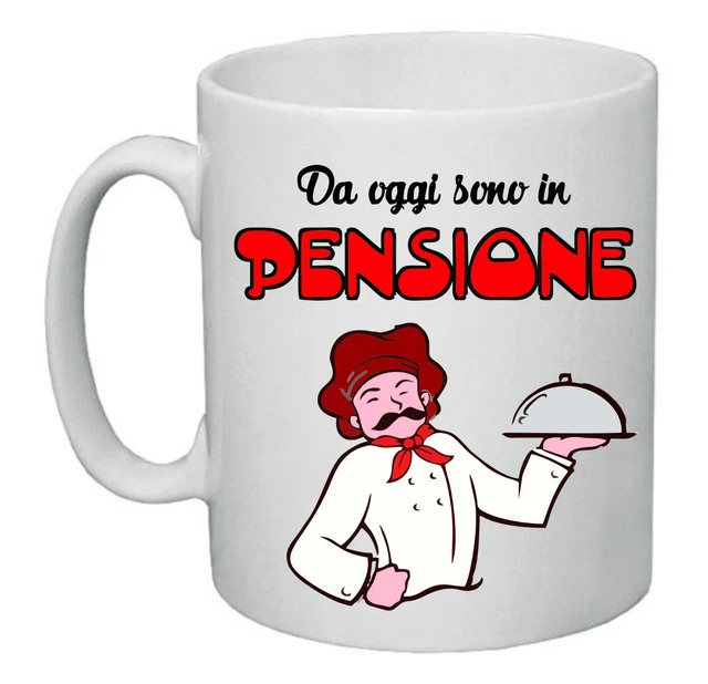 Tazza Per Festa Pensione In Ceramica 350ml - Con Scritte Divertenti, Ideale Per Regali