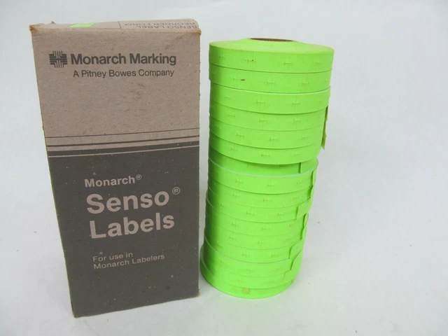 Vintage NOS New Dead Stock – Monarch Senso Labels (16 Roll Pack Green) 1100