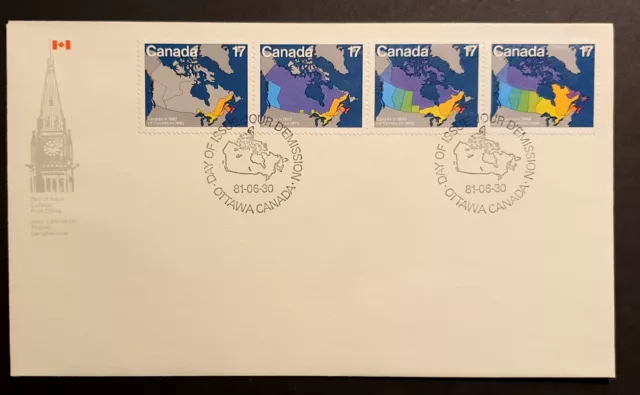 Canada Stamps 1981 First Day Cover Canada Day Maps Strip of 4  (w)