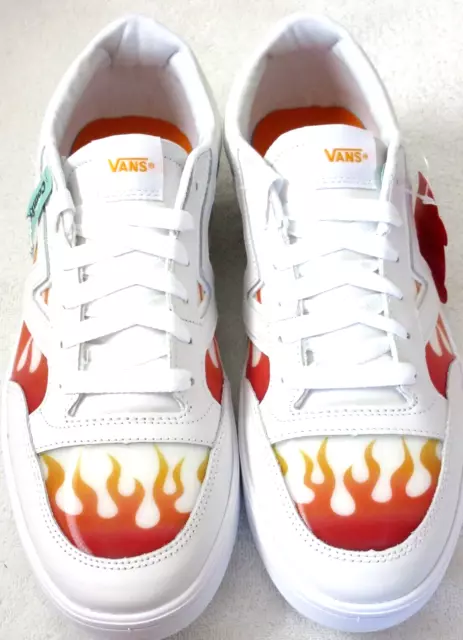 Vans Men's Lowland Cc Lenticular Flames Shoes True White Orange Size 11.5 NIB