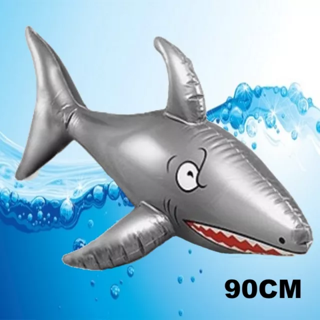 Grande 90cm Hinchable Shark Mordazas Novedad Piscina Playa Flotante De Juguete 2