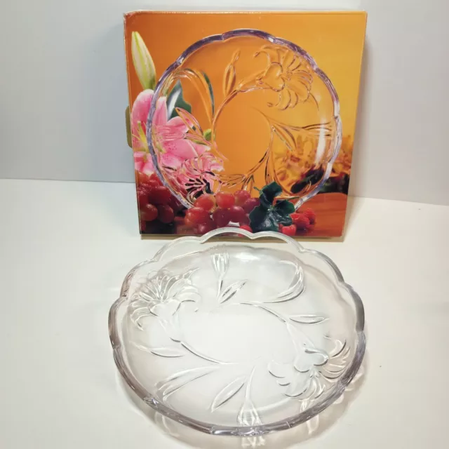 SOGA Glass Japan LILY medium glass Presentation Dish 22cm diameter Boxed New