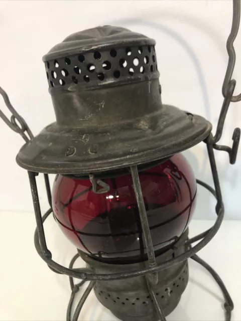 Adlake Kero 3-40 USA 1415633 Railroad Lantern Lamp w Clear Red Globe 2